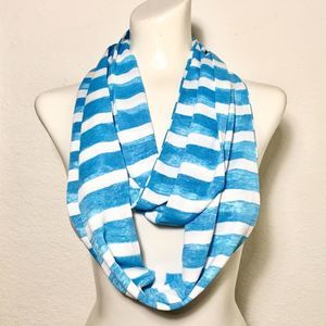 Ocean Blue & White Striped Jersey Infinity Scarf